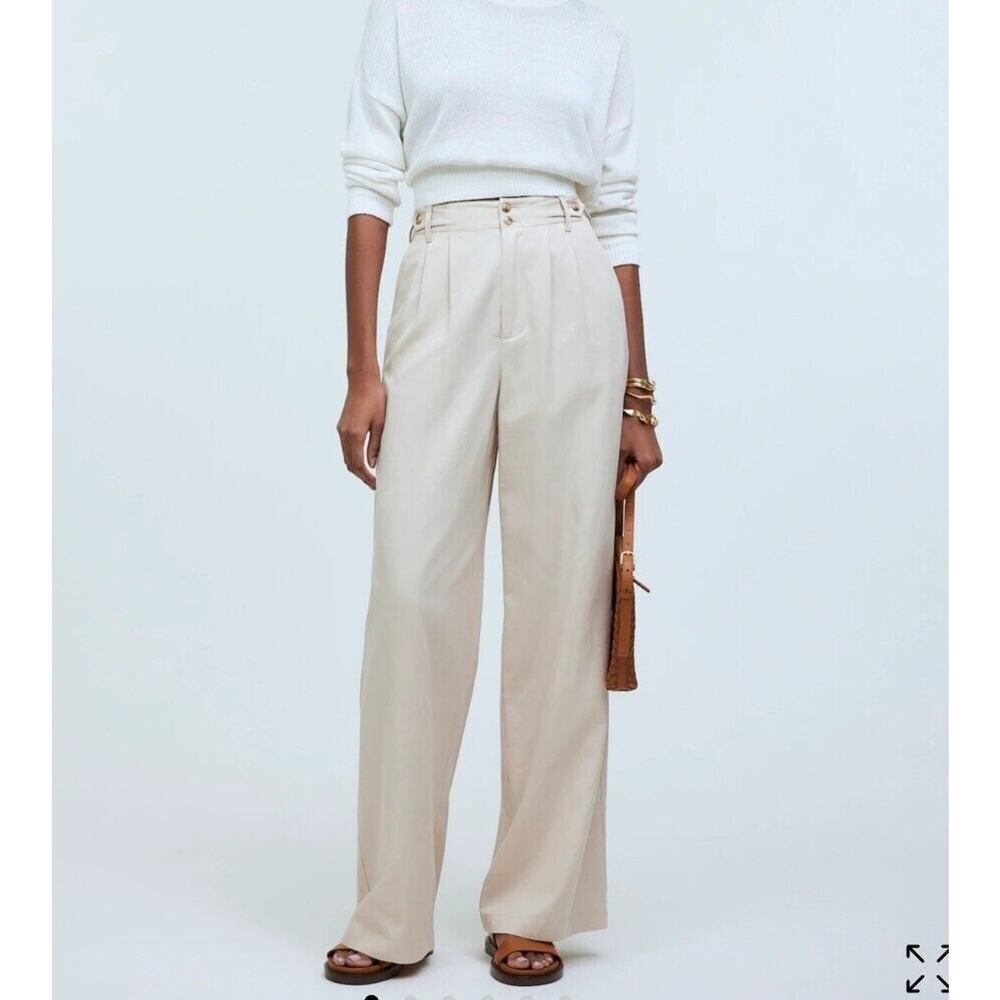 Madewell Harlow Wide-Leg Pants Harvest Moon khakis womens sz 4 tan high rise NWT - Picture 1 of 11